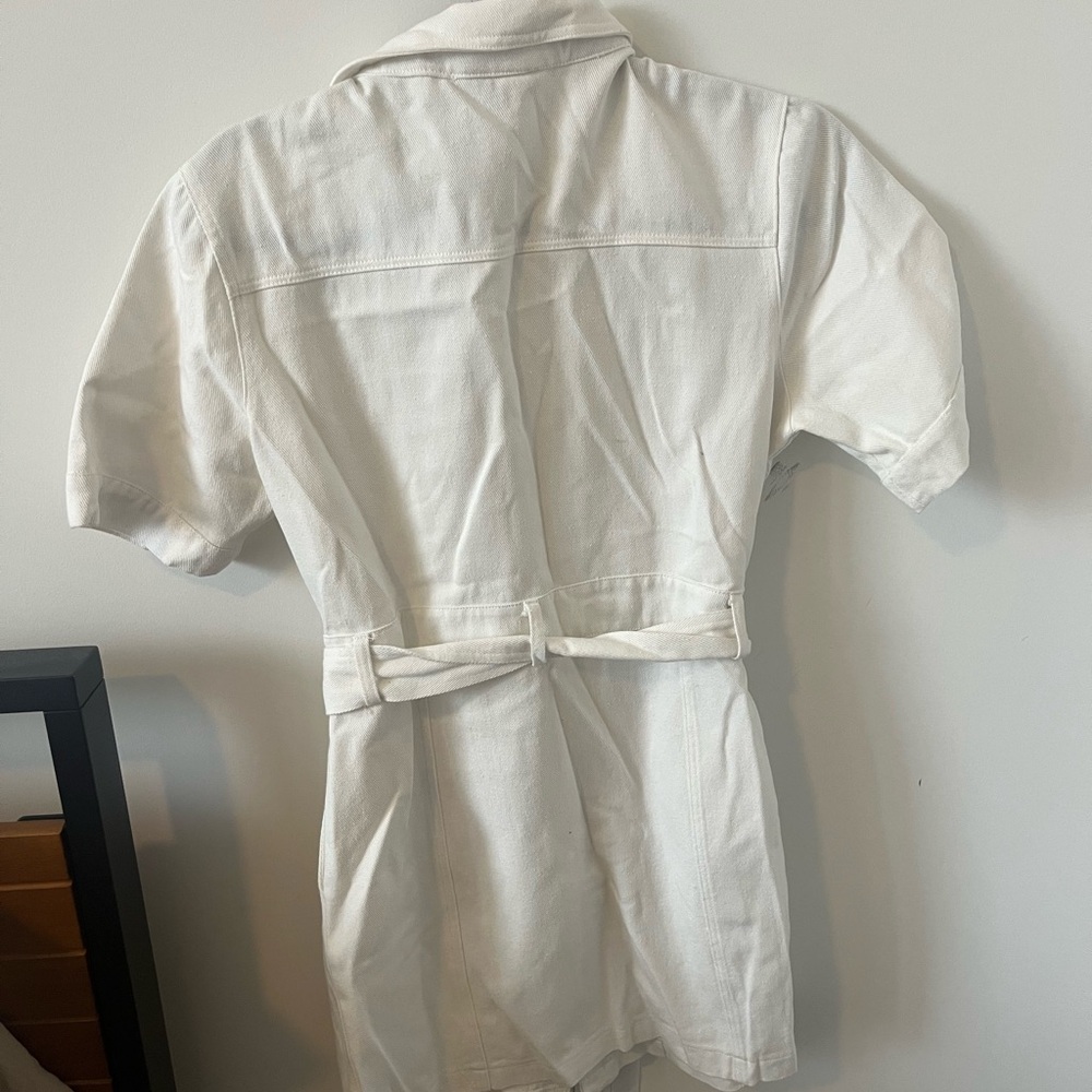 Short Sleeve Belted Denim Dress